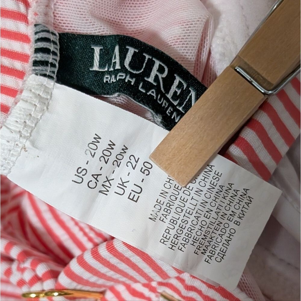 Lauren Ralph Lauren tummy control sear sucker swim dress Striped Skirt plus 20W - Picture 3 of 13